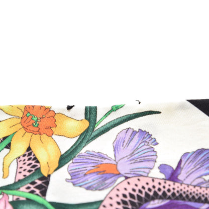 Gucci Silk Twill Flora Snake Neck Bow Scarf Ivory Black 5 of 5