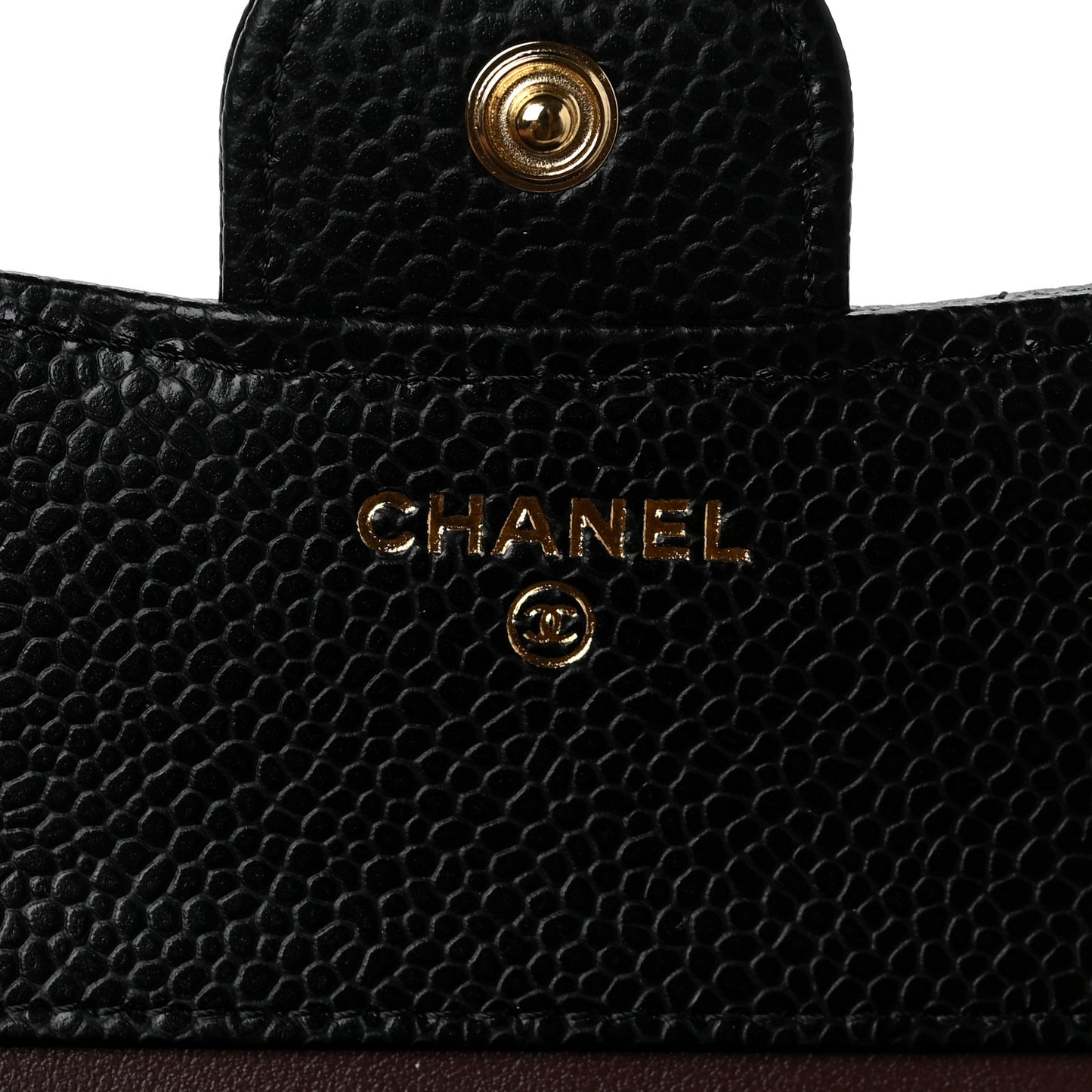 Caviar Quilted Compact Flap Wallet Black