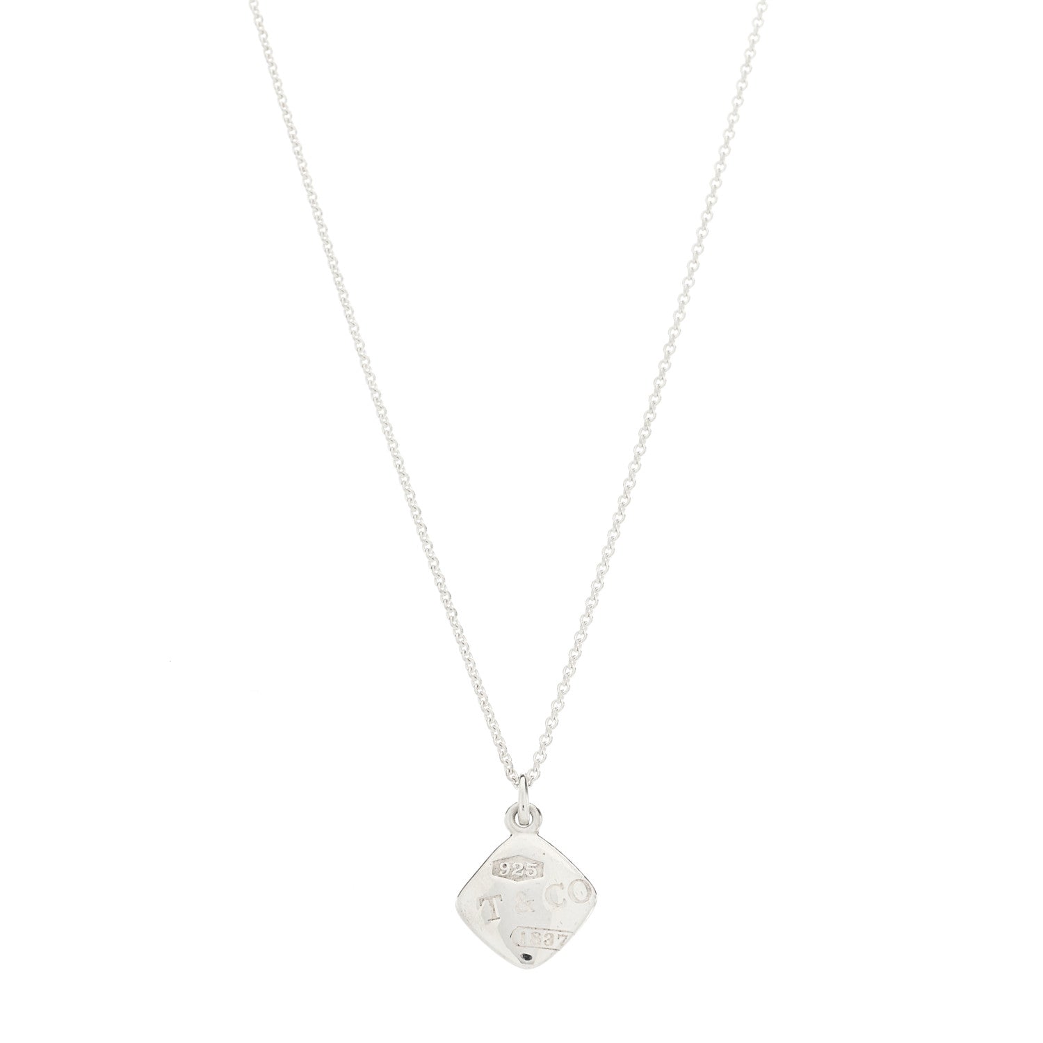 Tiffany Sterling Silver 1837 Square Pendant Necklace 1 of 5
