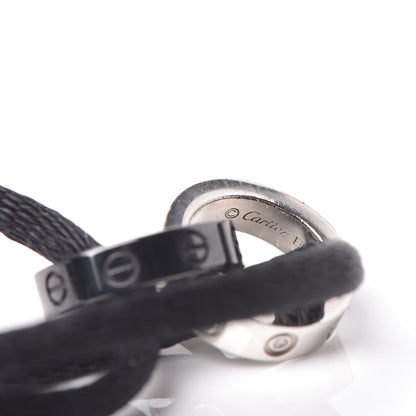 Cartier 18K White Gold Ceramic 4 Diamond LOVE Cord Bracelet Black 4 of 5