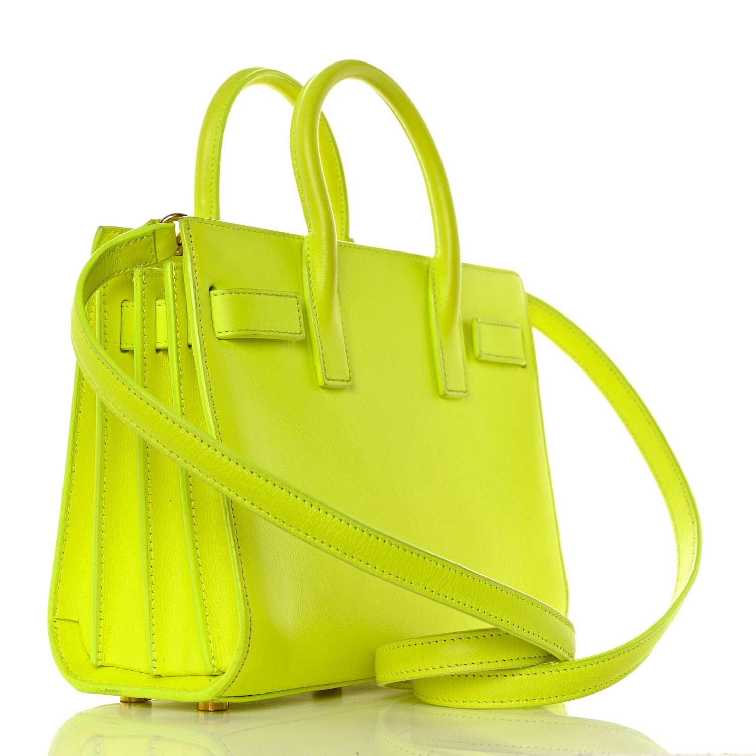 Saint Laurent Calfskin Nano Sac De Jour Neon Yellow 3 of 22