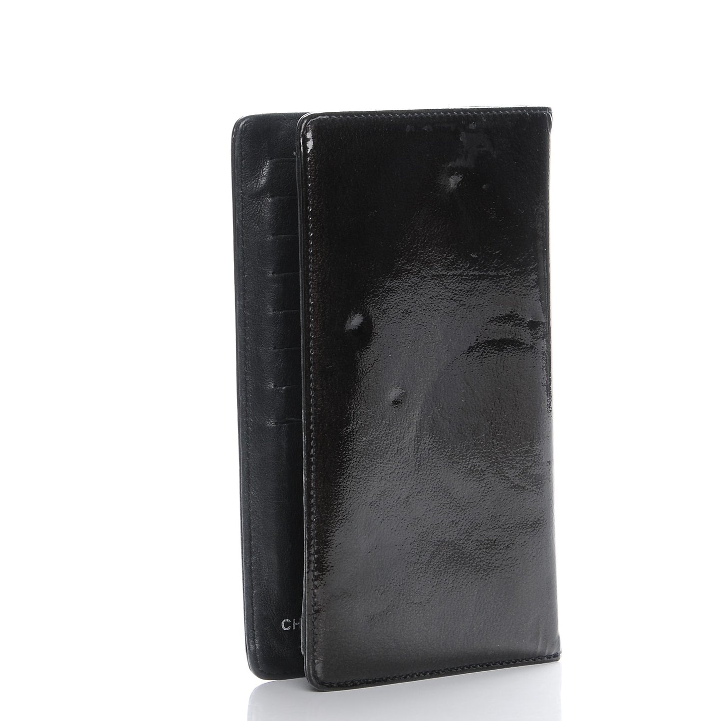 Grained Patent CC Yen Wallet Black