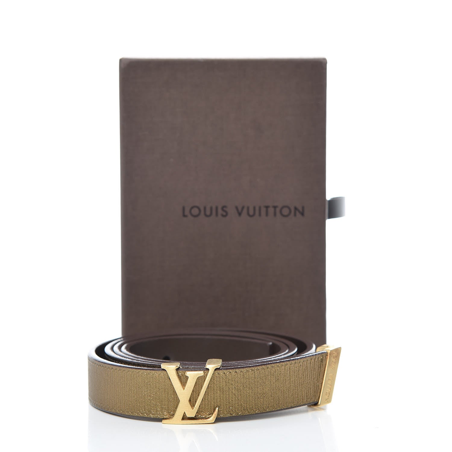 Louis Vuitton Metallic Calfskin Embossed 20MM LV Initiales Belt 80 32 Gold 12 of 12