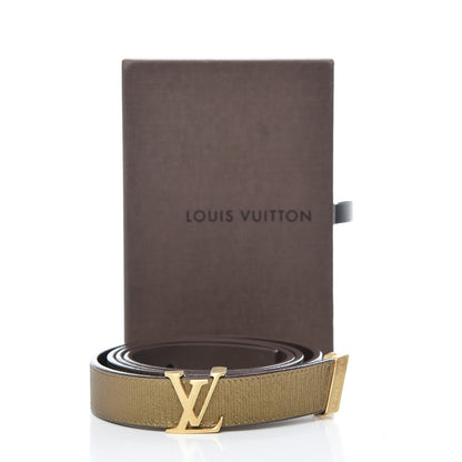 Louis Vuitton Metallic Calfskin Embossed 20MM LV Initiales Belt 80 32 Gold 12 of 12