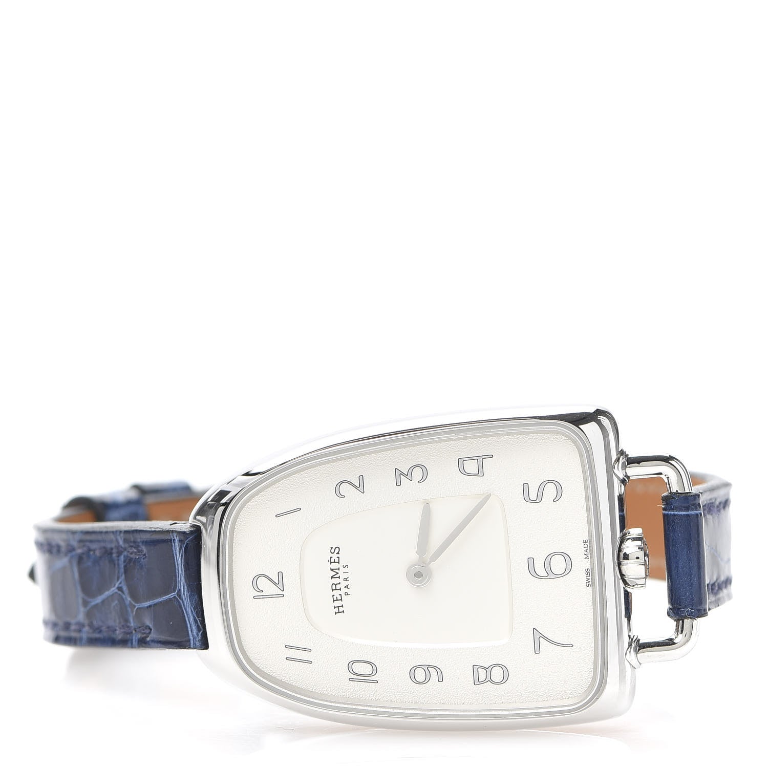 Hermes Stainless Steel Alligator 26mm Galop Quartz Watch Bleu Saphir 3 of 7
