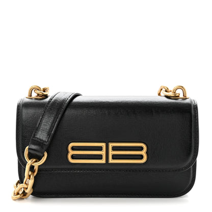Balenciaga Calfskin Stripe Embossed Gossip Chain Bag XS Black 1 of 9