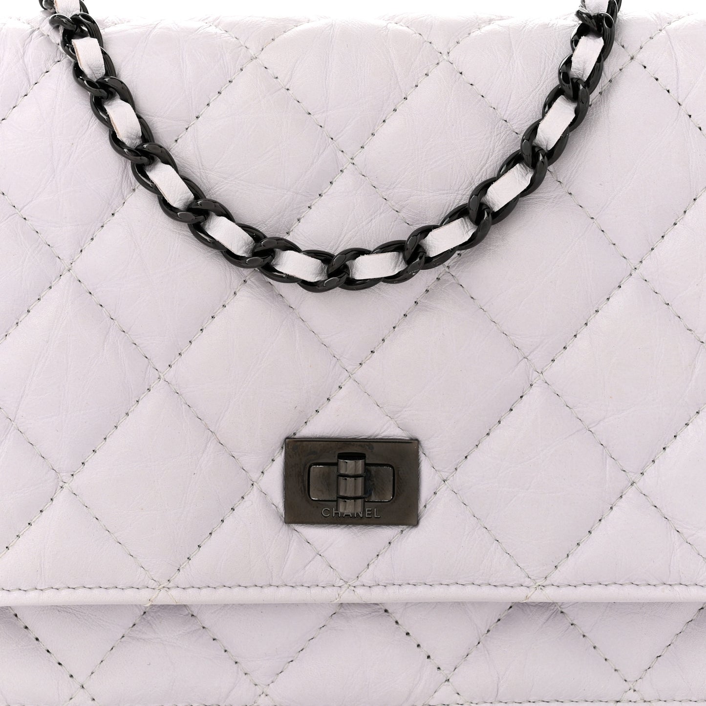 Aged Calfskin Quilted Reissue Wallet On Chain WOC White