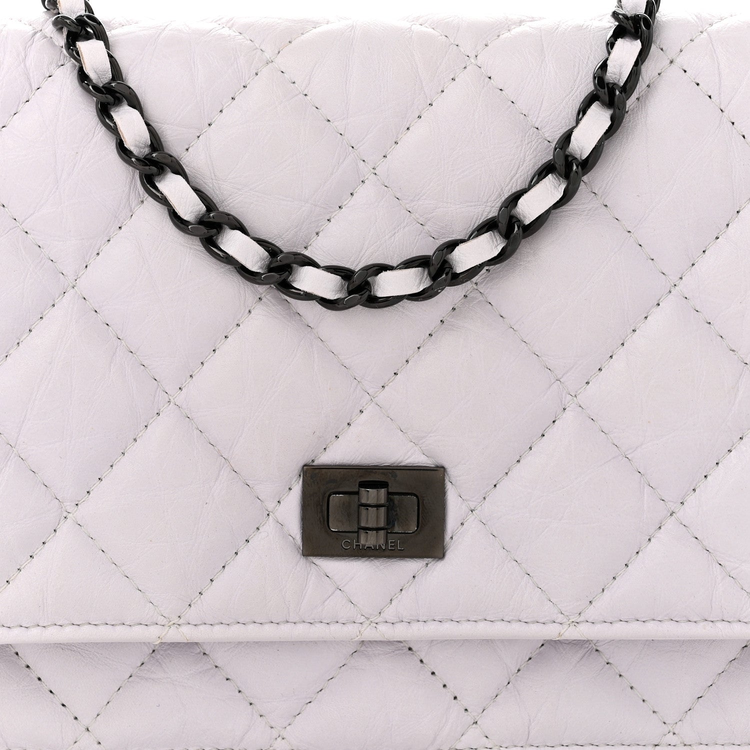 Chanel Aged Calfskin Quilted Reissue Wallet On Chain WOC White 9 of 12