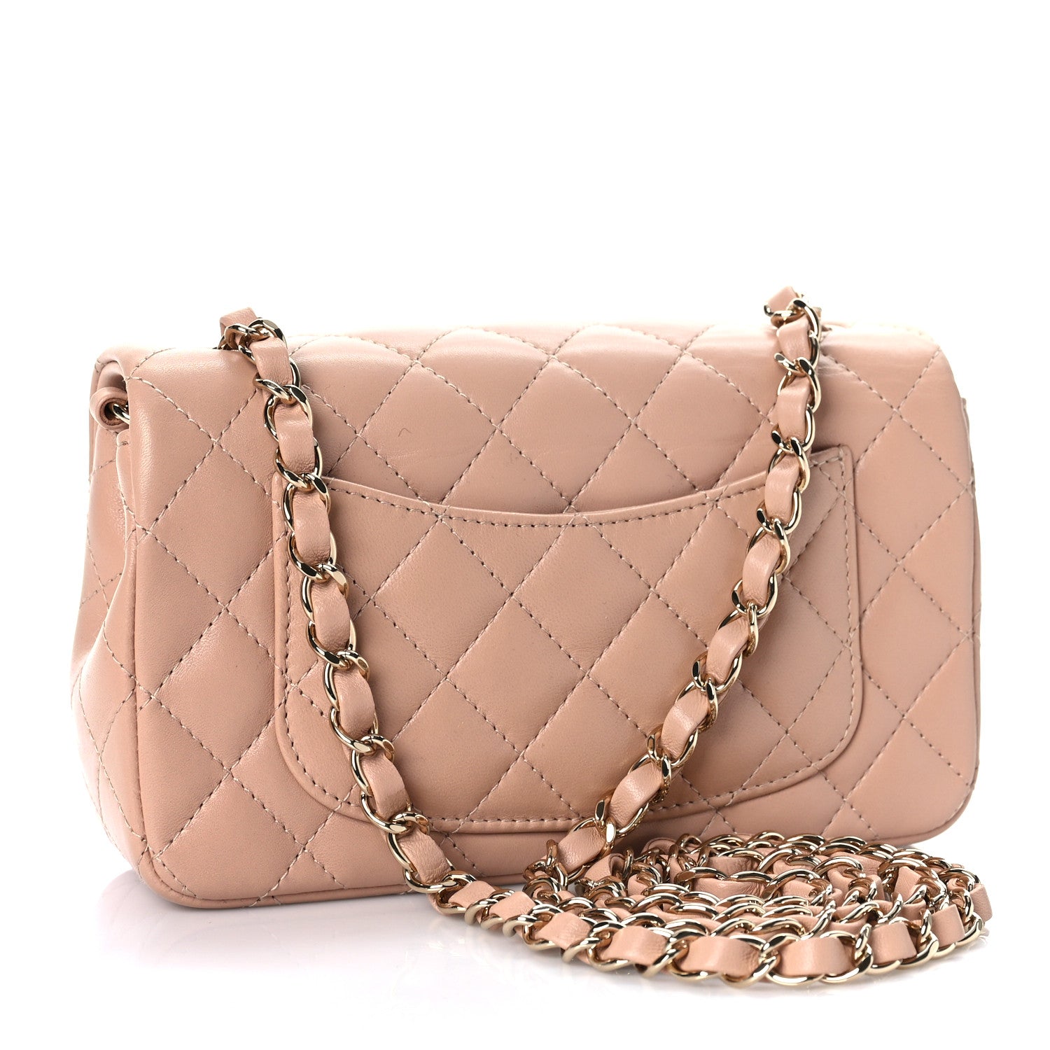 Chanel Lambskin Quilted Mini Rectangular Flap Dark Beige 3 of 12