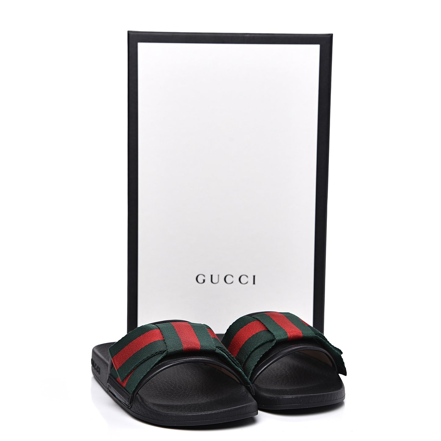 Satin Web Bow Slide Sandals 34 Black