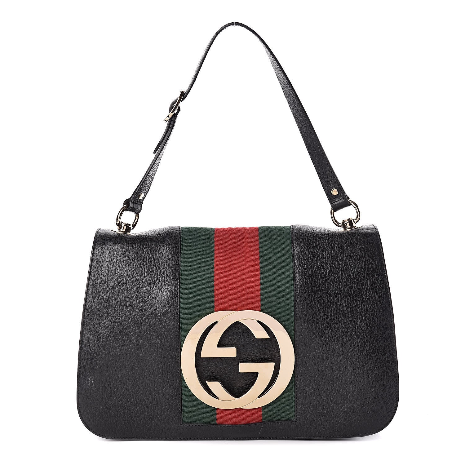 Gucci Calfskin Web Blondie Shoulder Flap Bag Black 1 of 11