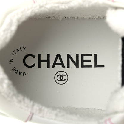 Chanel Calfskin Womens Logo Sneakers 37.5 White Pink 7 of 15