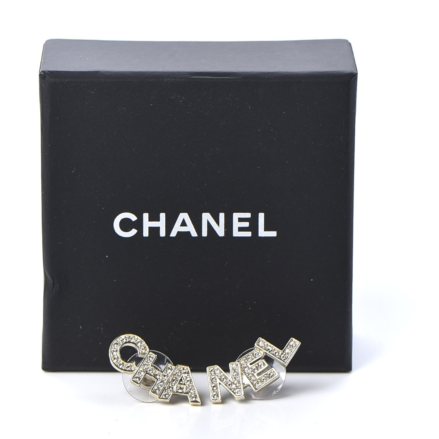 Chanel Crystal Pearl Signature Stud Earrings Gold 5 of 5