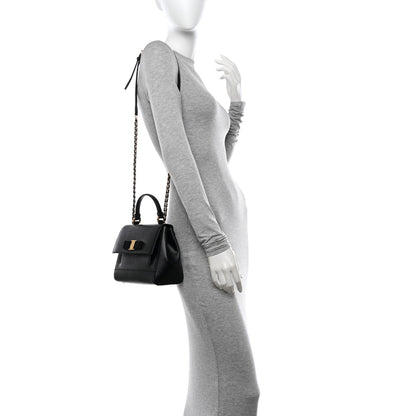 Salvatore Ferragamo Saffiano Carrie Shoulder Bag Black 2 of 13
