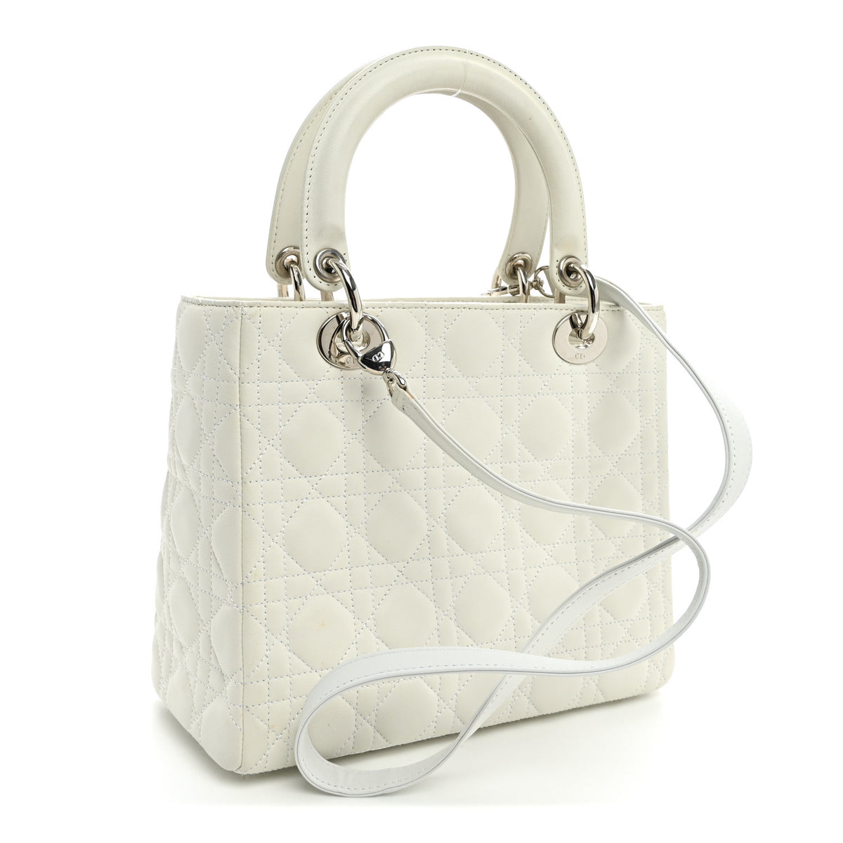 Christian Dior Lambskin Cannage Medium Lady Dior White 3 of 12