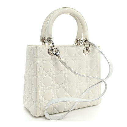 Christian Dior Lambskin Cannage Medium Lady Dior White 3 of 12