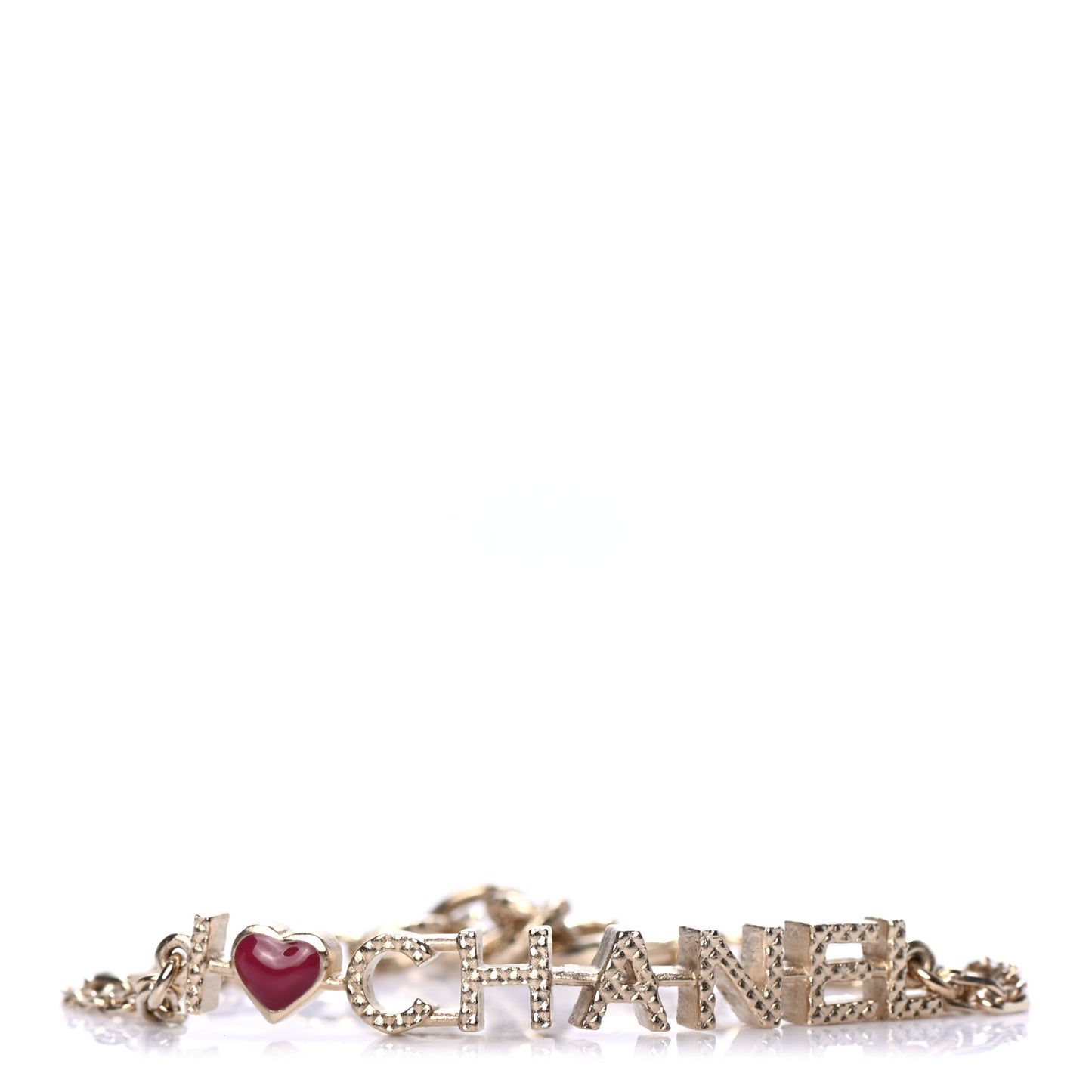 Quilted I Heart Chanel Logo Bracelet Gold