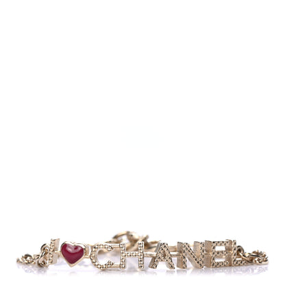 Chanel Quilted I Heart Chanel Logo Bracelet Gold 1 of 4