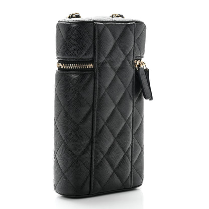 Chanel Caviar Quilted Phone Holder With Chain Black 2 of 6