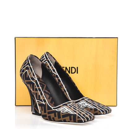 Fendi Lycra Film FFreedom Decollete Pumps 39.5 Tobacco Bianco 8 of 8
