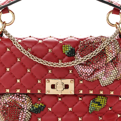 Valentino Garavani Nappa Roses Crystal Medium Rockstud Spike Shoulder Bag Red 7 of 9
