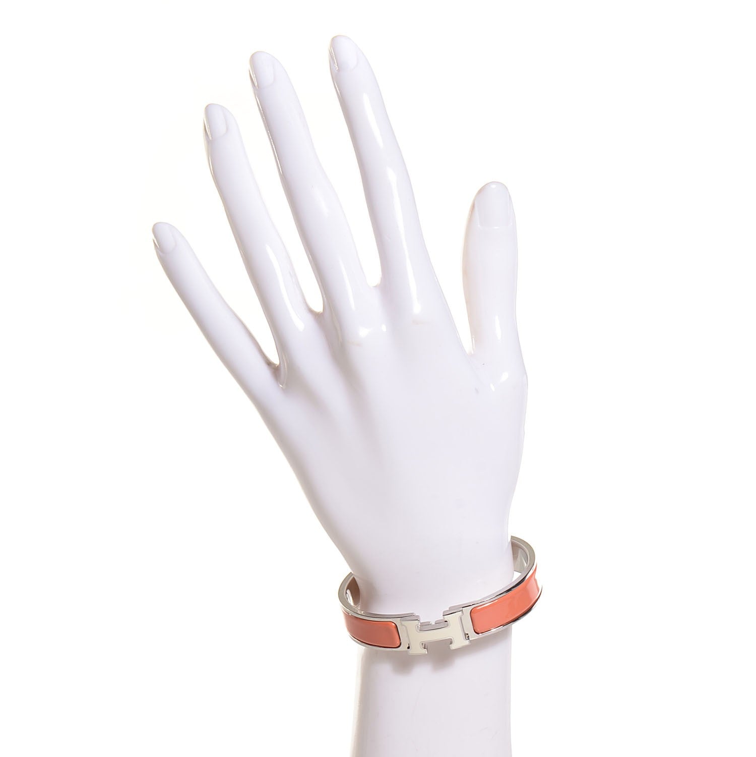 Hermes Enamel Narrow Clic H Bracelet PM White Mango 2 of 5