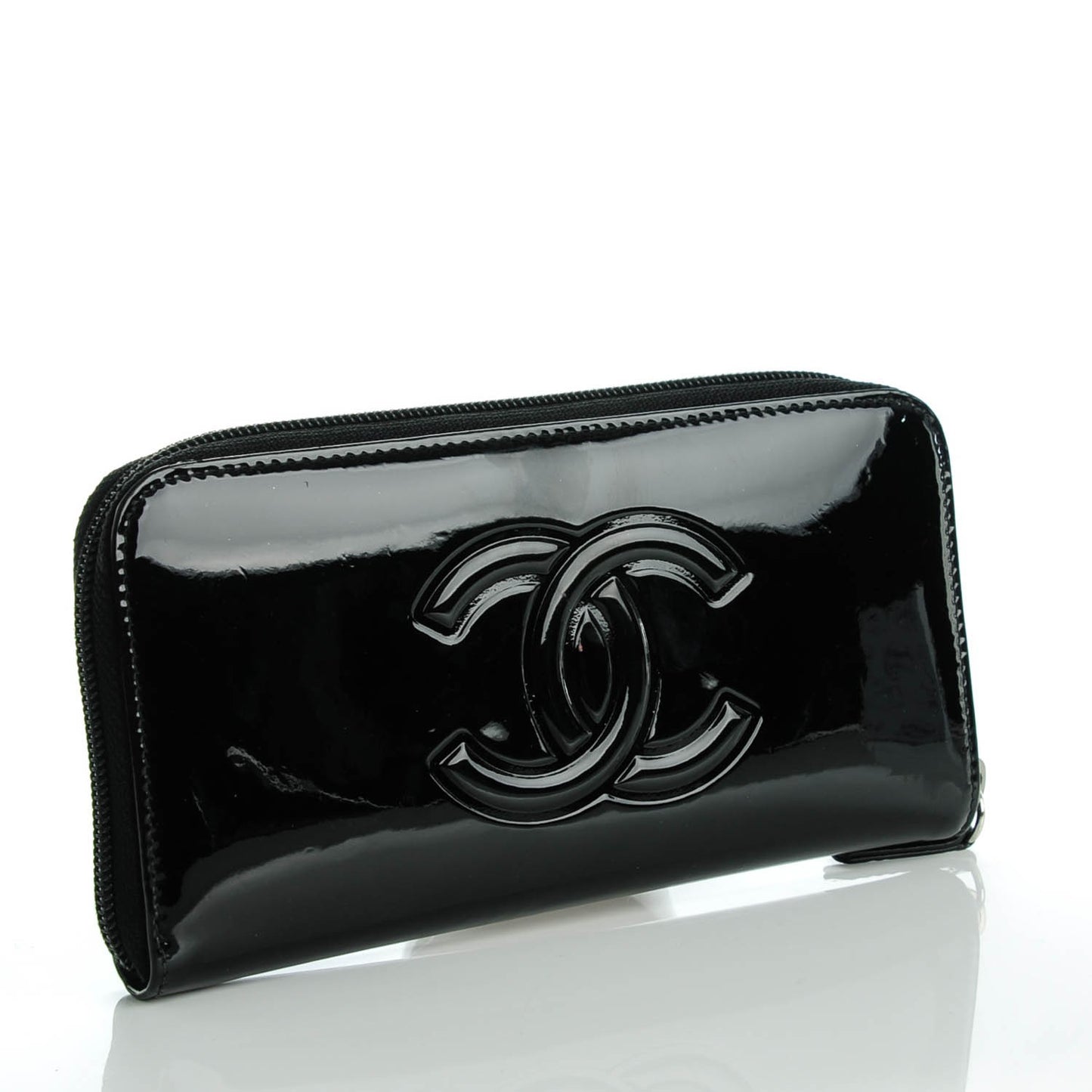 Patent Camellia Wallet Black