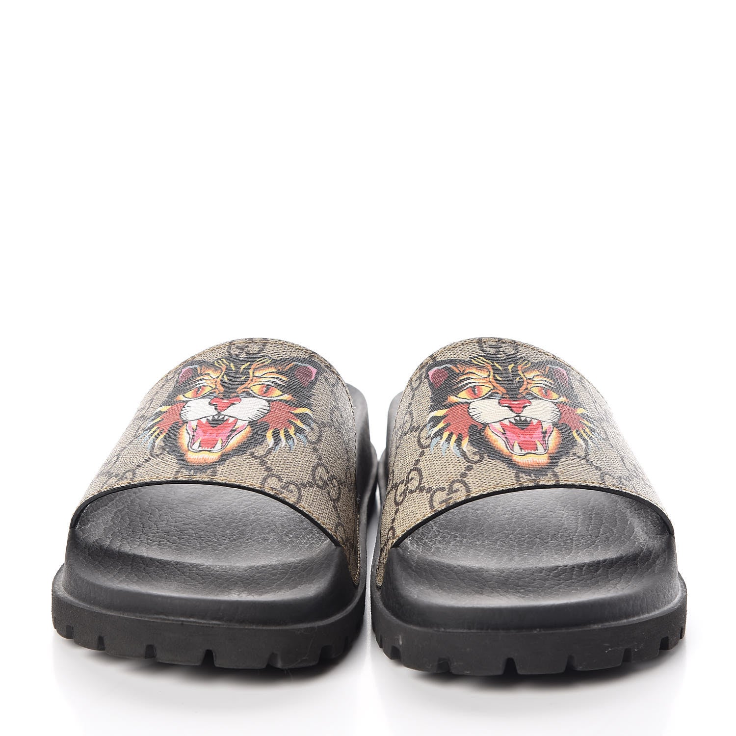 Gucci GG Supreme Monogram Angry Cat Mens Lug Sole Slide Sandals 5 Ebony 2 of 7