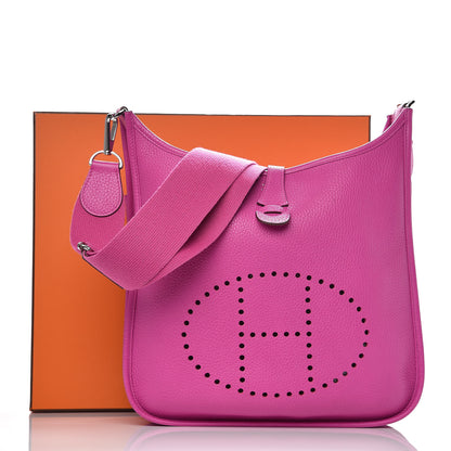 Hermes Taurillon Clemence Evelyne III PM Magnolia 12 of 13