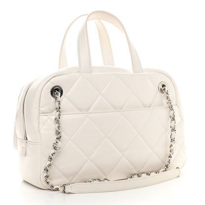 Chanel Aged Calfskin Quilted Small Express Bowling Bag White 3 of 10