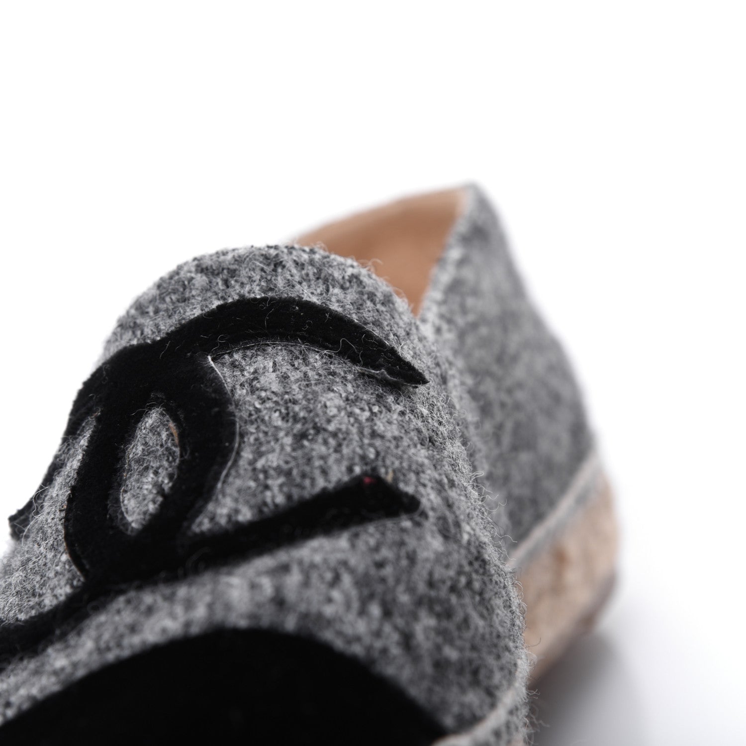 Chanel Tweed Velvet CC Espadrilles 41 Grey Black 16 of 18