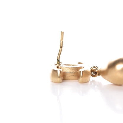 Chanel Brushed Metal CC Drop Earrings Gold 7 of 10