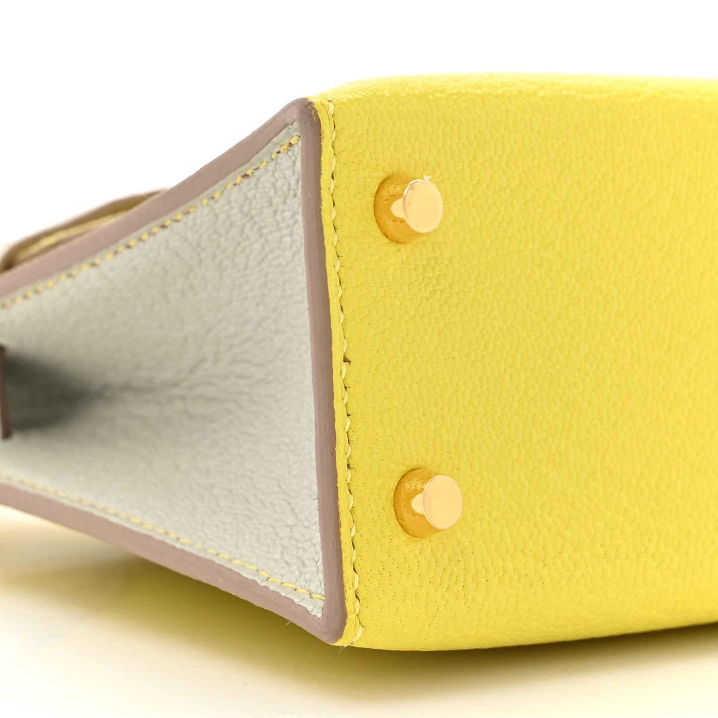 Chevre Mysore Horseshoe Mini Kelly Sellier 20 Lime Gris Perle