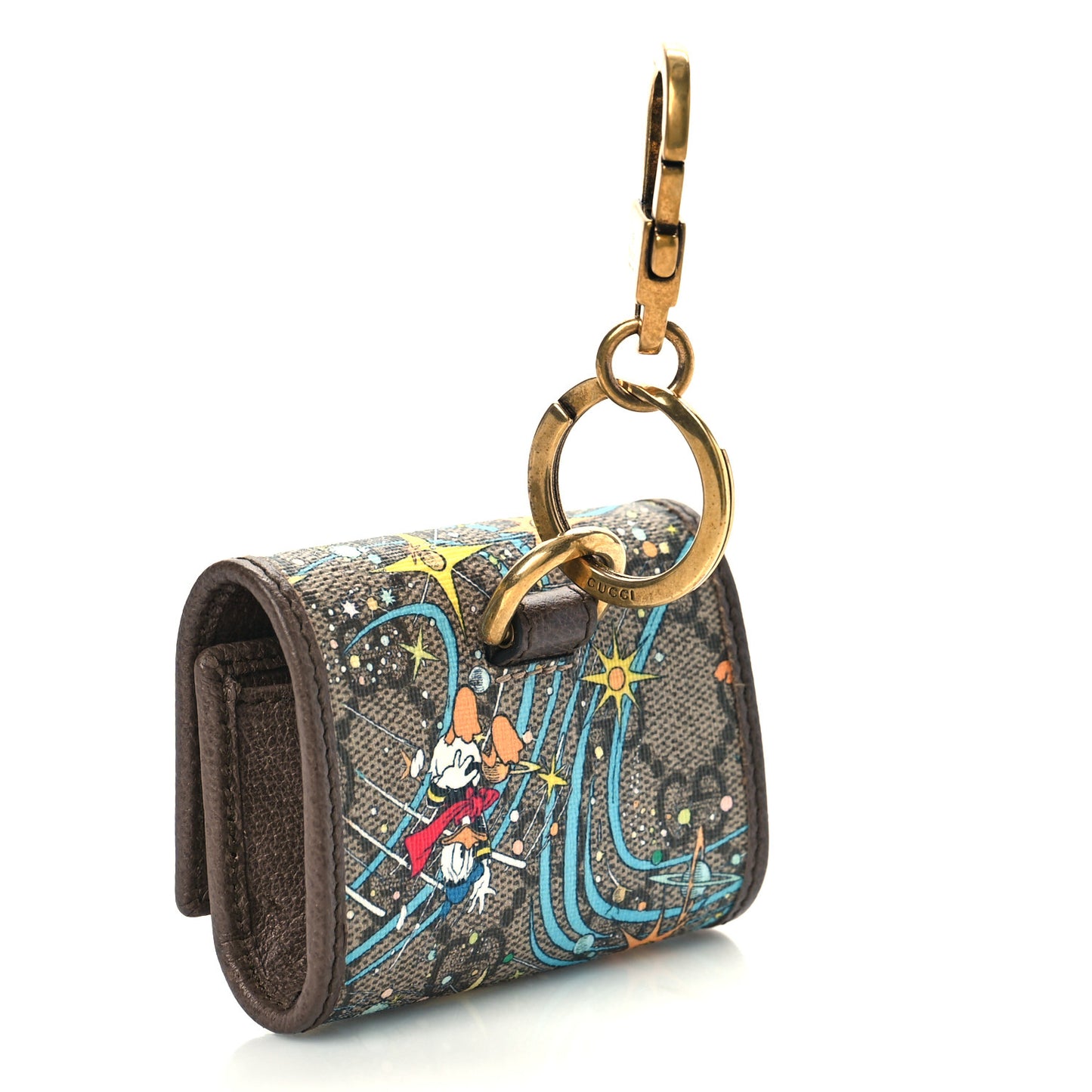 X DISNEY GG Supreme Monogram Donald Duck Interlocking G Key Pouch Beige Multicolor New Acero