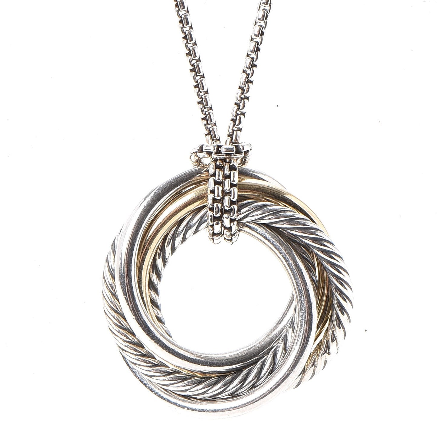 Sterling Silver 14K Yellow Gold Crossover Pendant Necklace