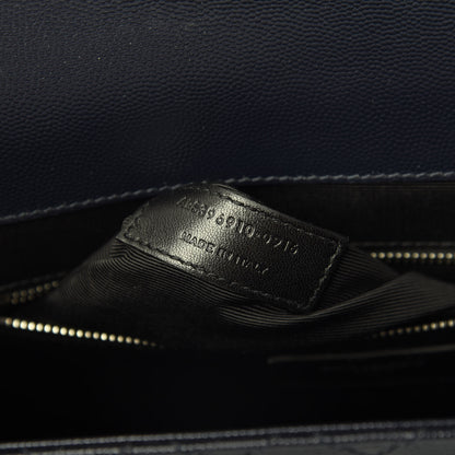 Saint Laurent Grain De Poudre Large Tri-Quilt Monogram Satchel Deep Marine 7 of 10