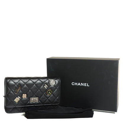 Chanel Aged Calfskin Lucky Charms Casino 2.55 Reissue Wallet on Chain WOC Black 5 of 9