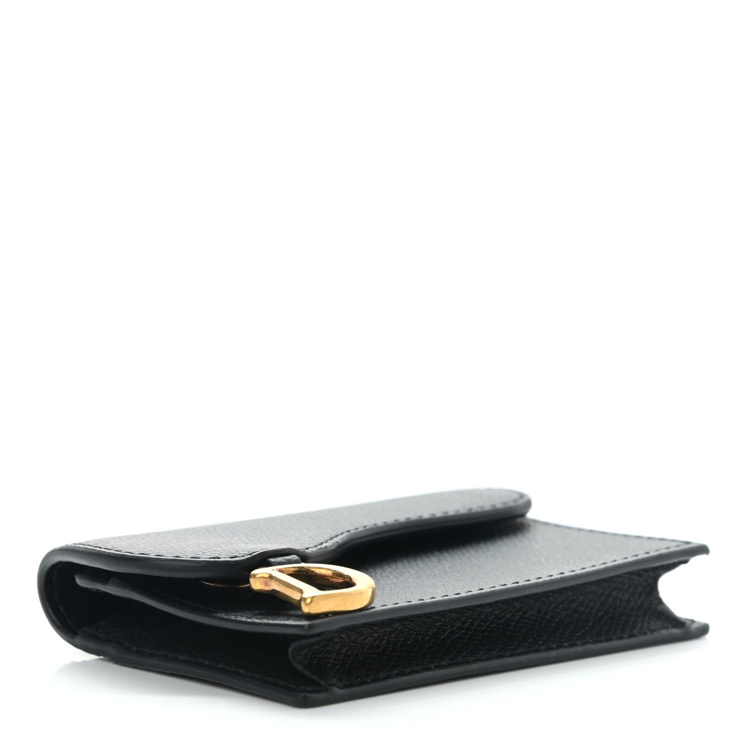Christian Dior Grained Calfskin Saddle Card Holder Black 4 of 8