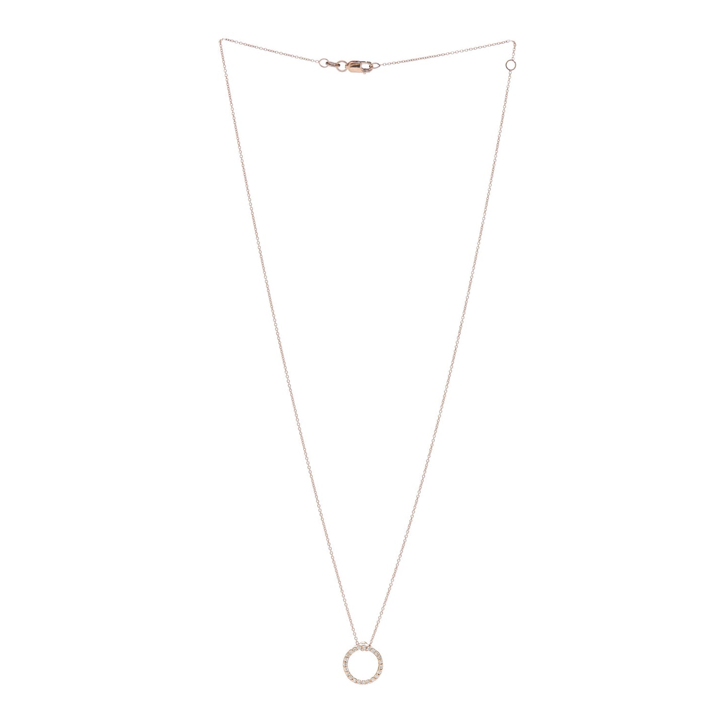 18K Rose Gold Diamond Tiny Treasures Circle Pendant Necklace