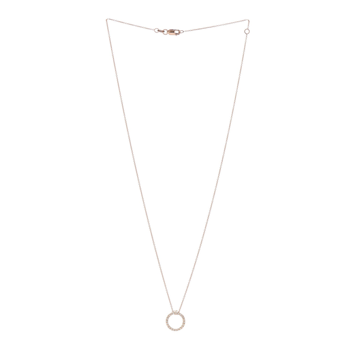Roberto Coin 18K Rose Gold Diamond Tiny Treasures Circle Pendant Necklace 3 of 5