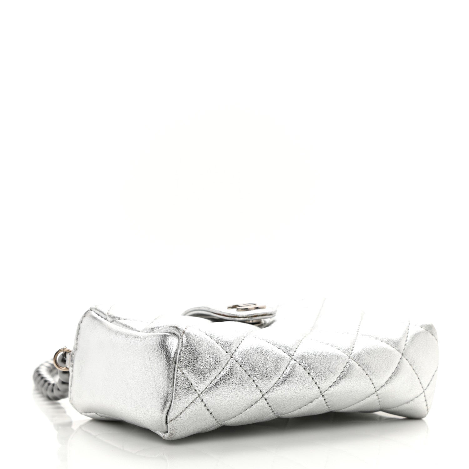 Chanel Metallic Lambskin Quilted Pearl Chain Mini Love Symbols Bag Silver 4 of 8