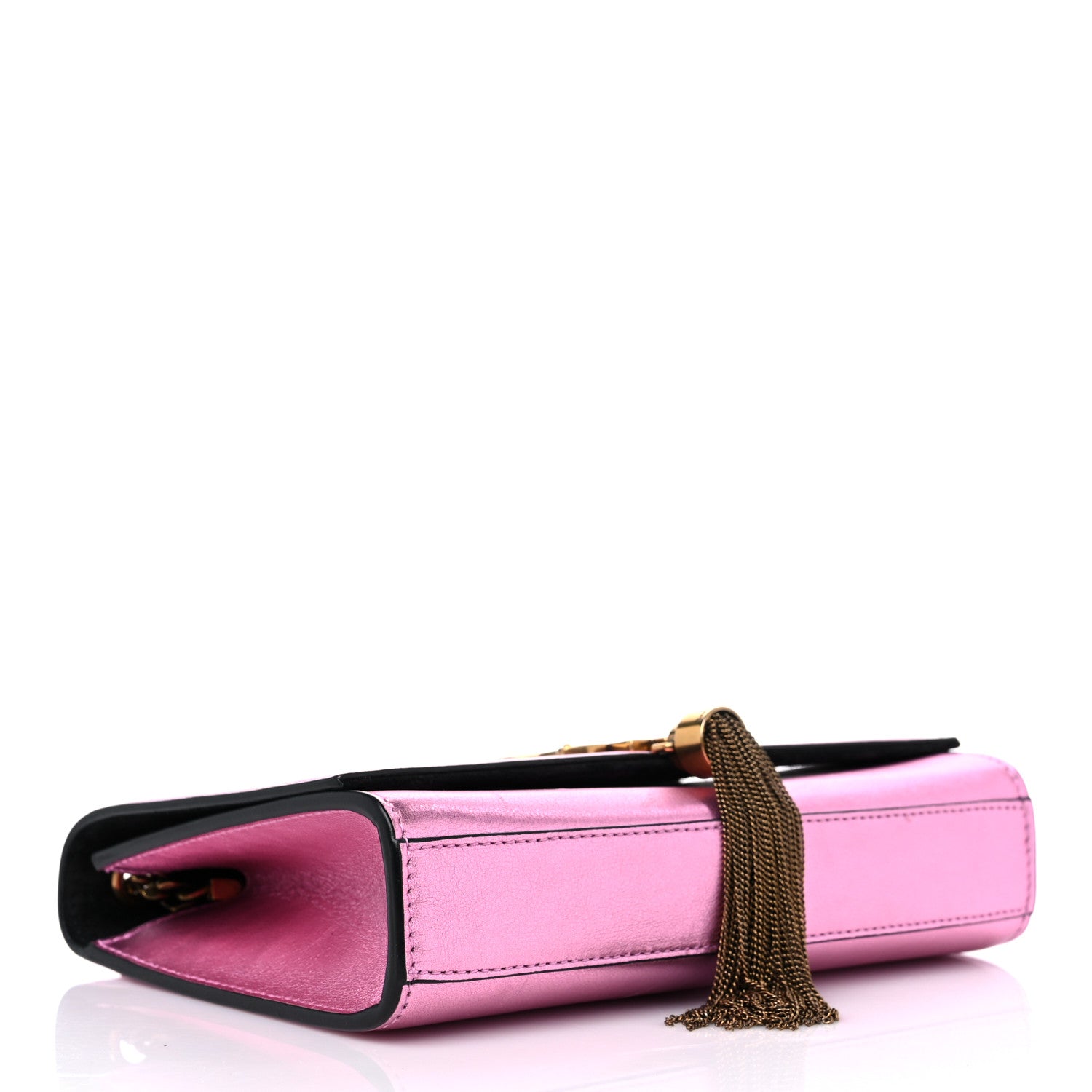 Saint Laurent Metallic Calfskin Small Classic Monogram Kate Tassel Satchel Pink 4 of 10
