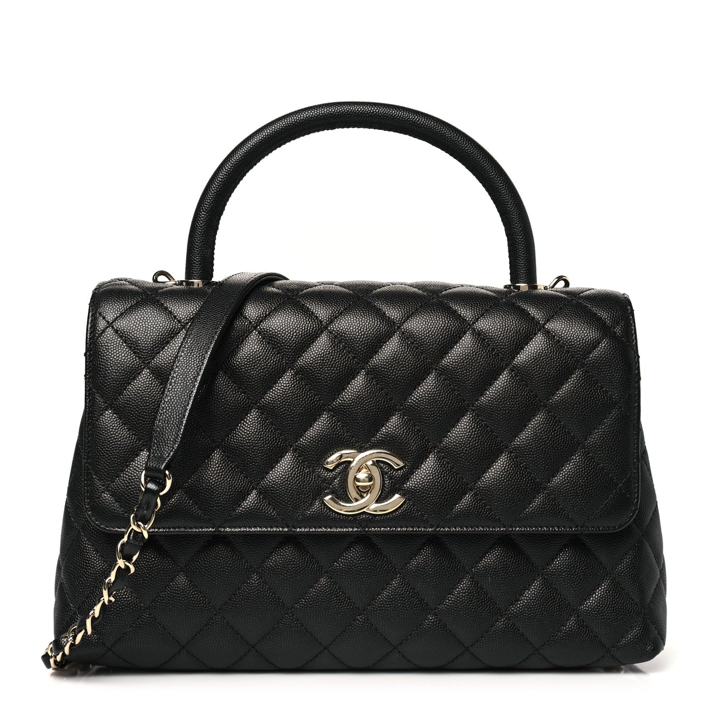 Caviar Quilted Small Coco Handle Flap Black