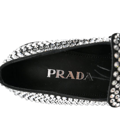 Prada Satin Crystal Metal Triangle Logo 50mm Loafers 38 Cristal 7 of 10