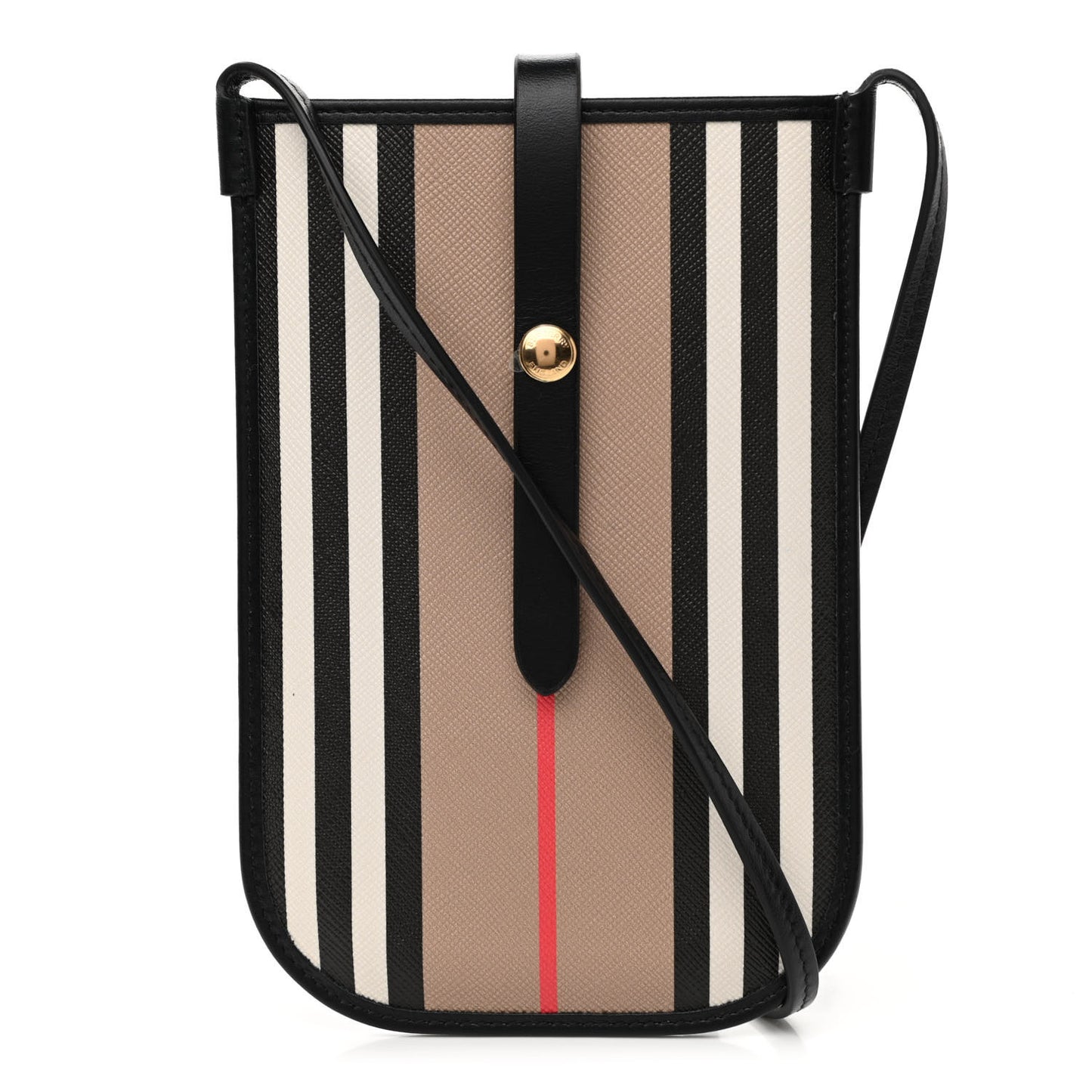 E-Canvas Calfskin Icon Stripe Anne Phone Case With Strap Archive Beige