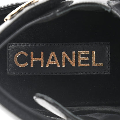 Chanel Shiny Calfskin Logo Platform Sandals 39 Black 7 of 8