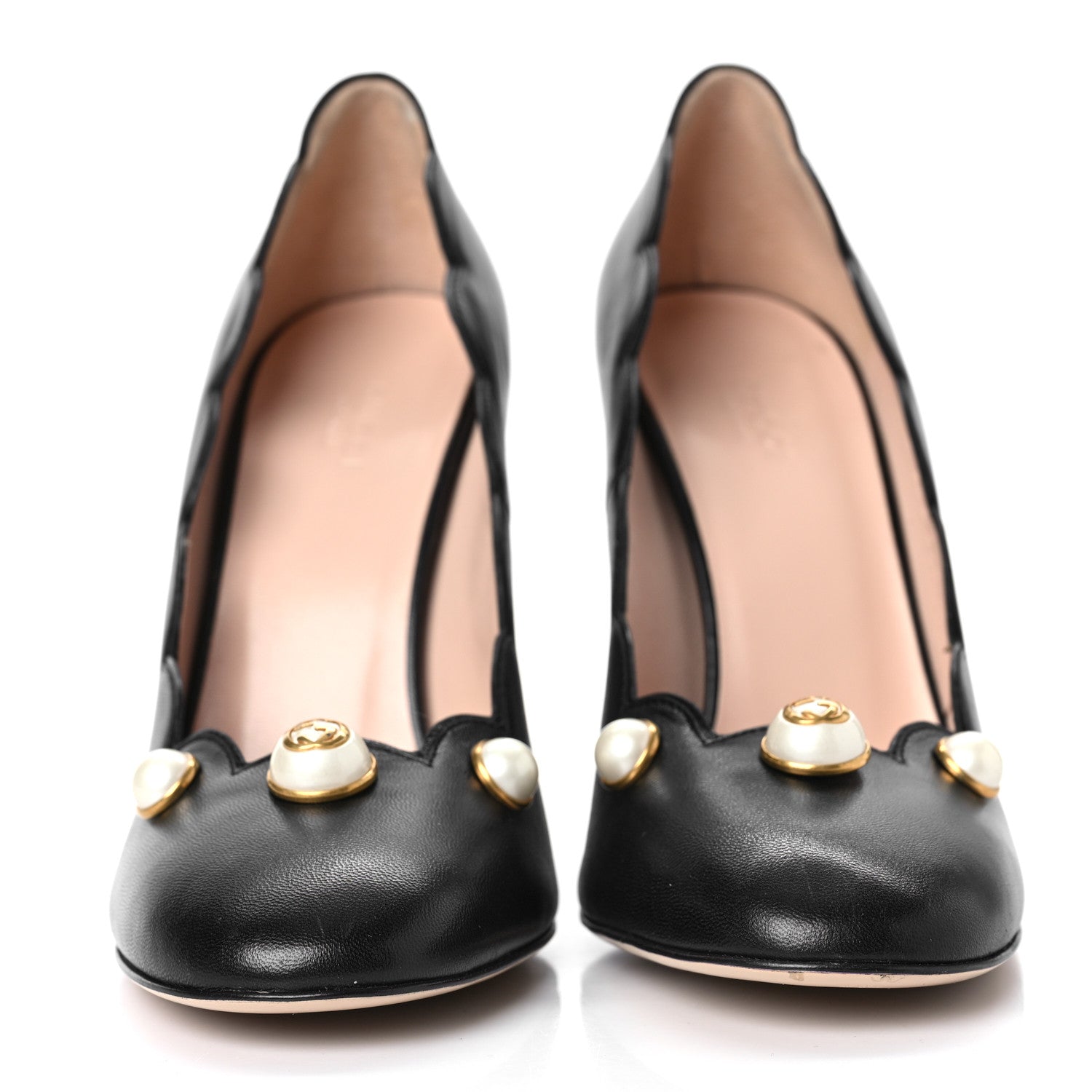 Gucci Malaga Kid Pearl Embellished Willow Loafer Pumps 39.5 Black 2 of 8