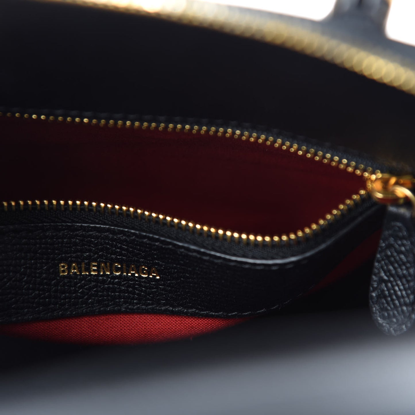 Signature Grained Calfskin Logo S Ville Top Handle Bag Black