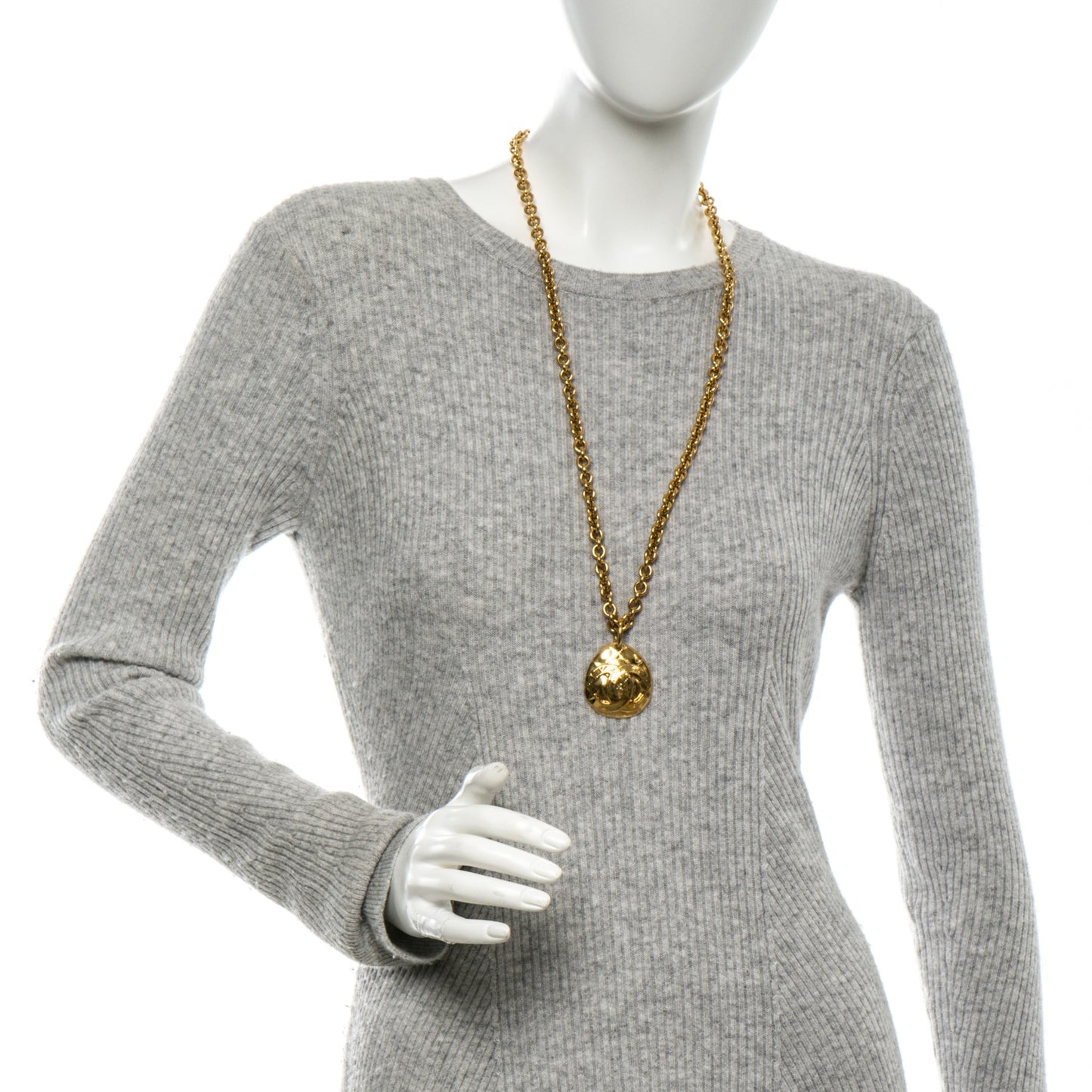 CC Medallion Long Chain Necklace Gold