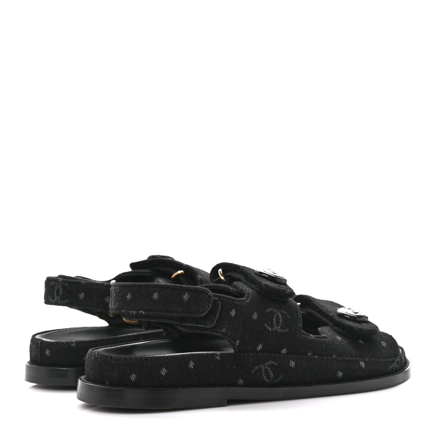 Denim Printed Dad Sandals 38 Black